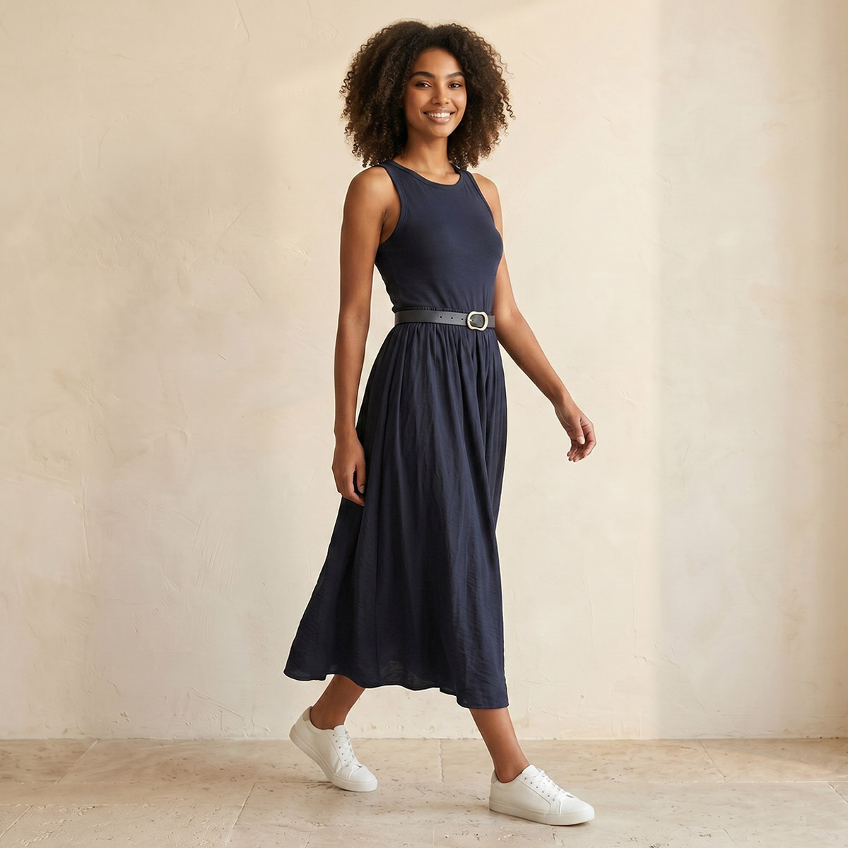 فستان ميدي إيه لاين بحزام بإبزيم من سبلاش يوث-women-clothing-dresses-image-3