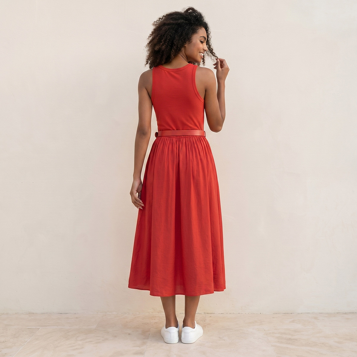 فستان ميدي إيه لاين بحزام بإبزيم من سبلاش يوث-women-clothing-dresses-image-3