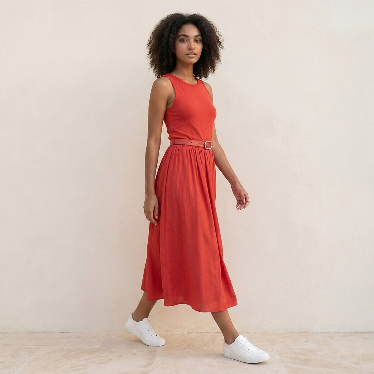 فستان ميدي إيه لاين بحزام بإبزيم من سبلاش يوث-women-clothing-dresses-image-4