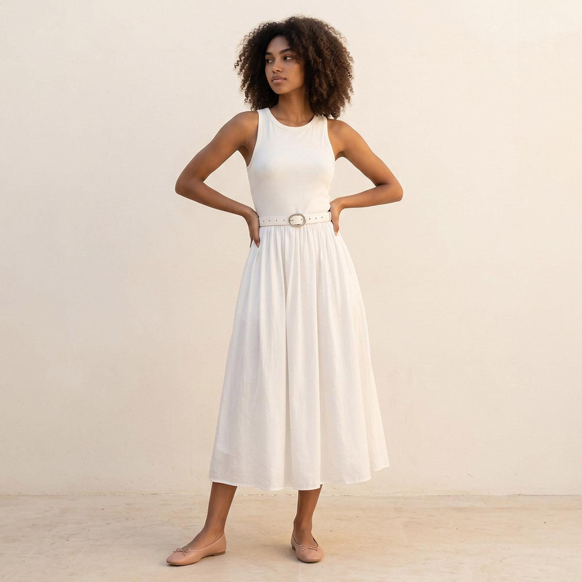 فستان ميدي إيه لاين بحزام بإبزيم من سبلاش يوث-women-clothing-dresses-image-1