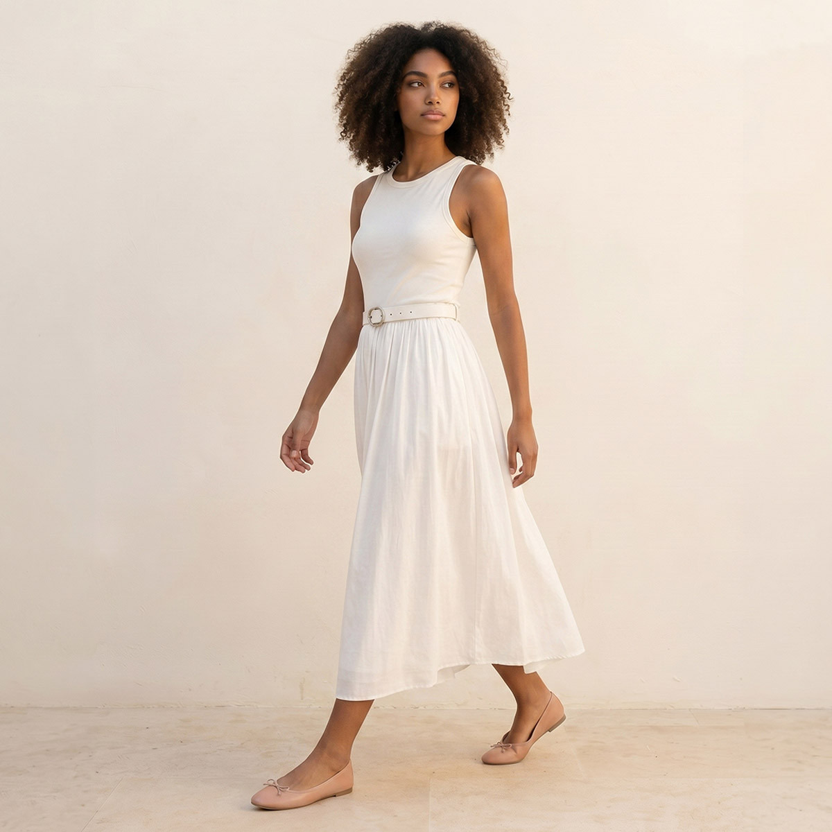 فستان ميدي إيه لاين بحزام بإبزيم من سبلاش يوث-women-clothing-dresses-image-3