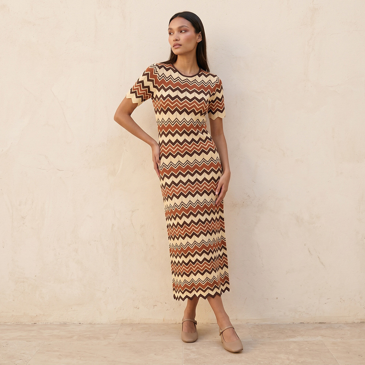 Splash Youth Chevron Textured Maxi Dress-women-clothing-dresses-image-1
