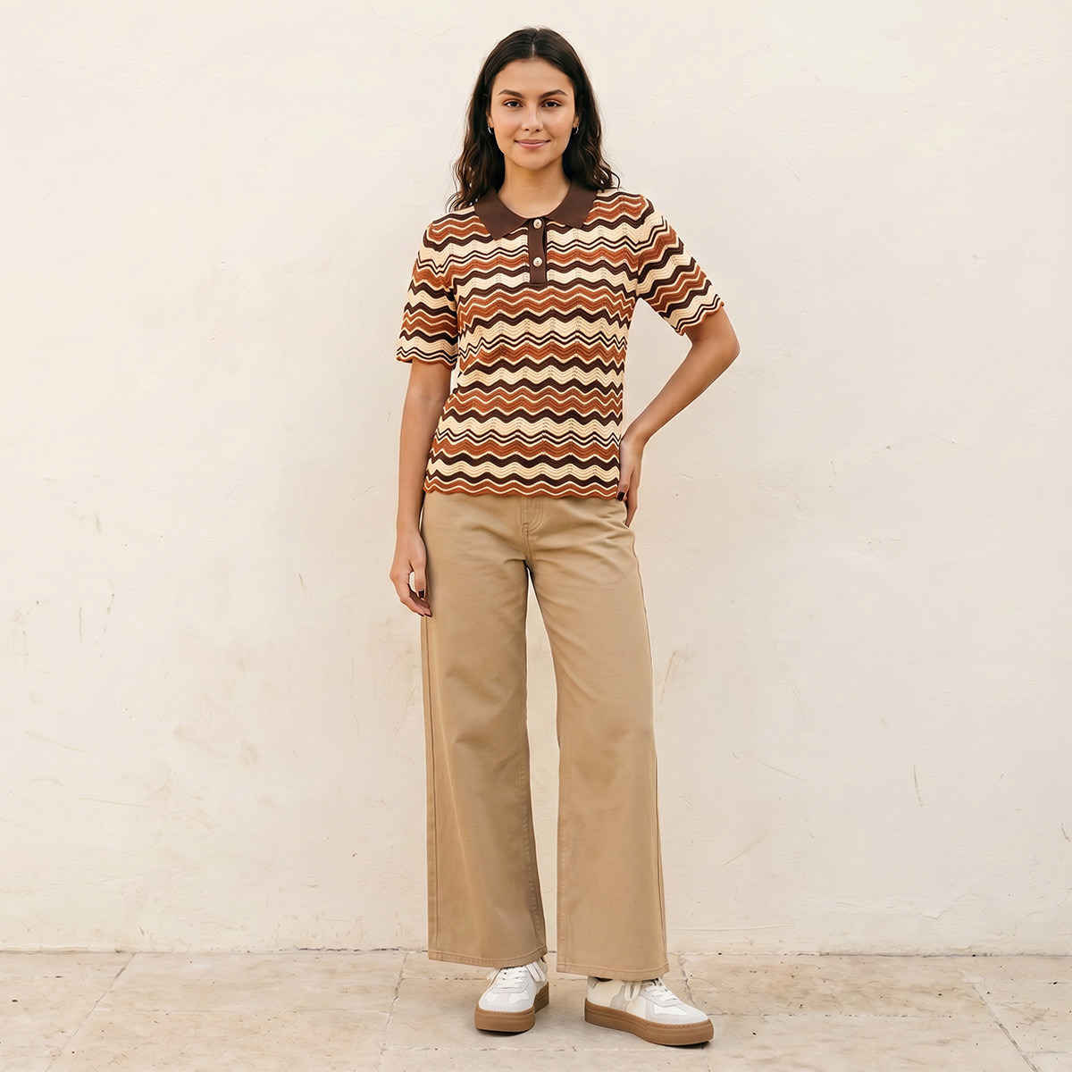 Splash Youth Polo T-shirt with Chevron Print-women-winterwear-cardigansandjumpers-jumpers-image-3