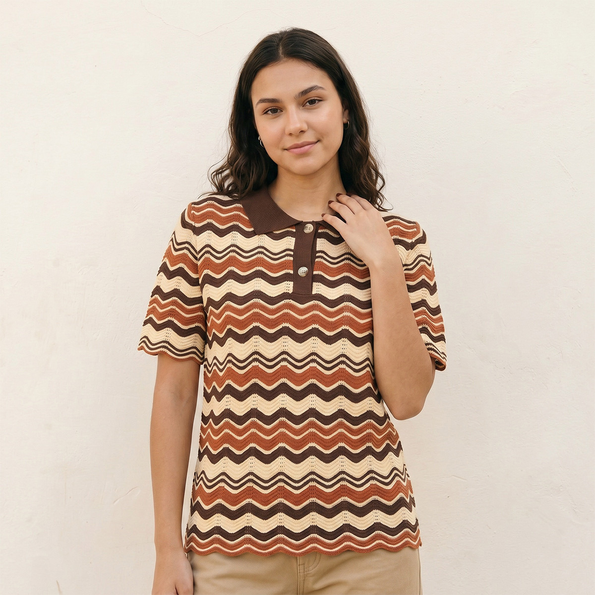 Splash Youth Polo T-shirt with Chevron Print-women-winterwear-cardigansandjumpers-jumpers-image-5