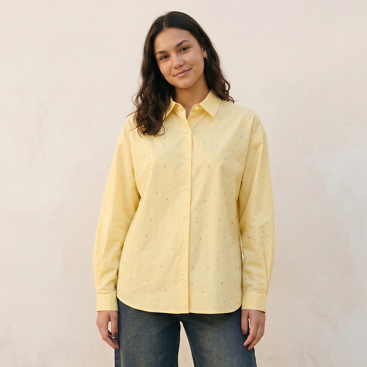 قميص قطن فضفاض مزين من سبلاش يوث-women-clothing-shirtsandblouses-shirts-image-2