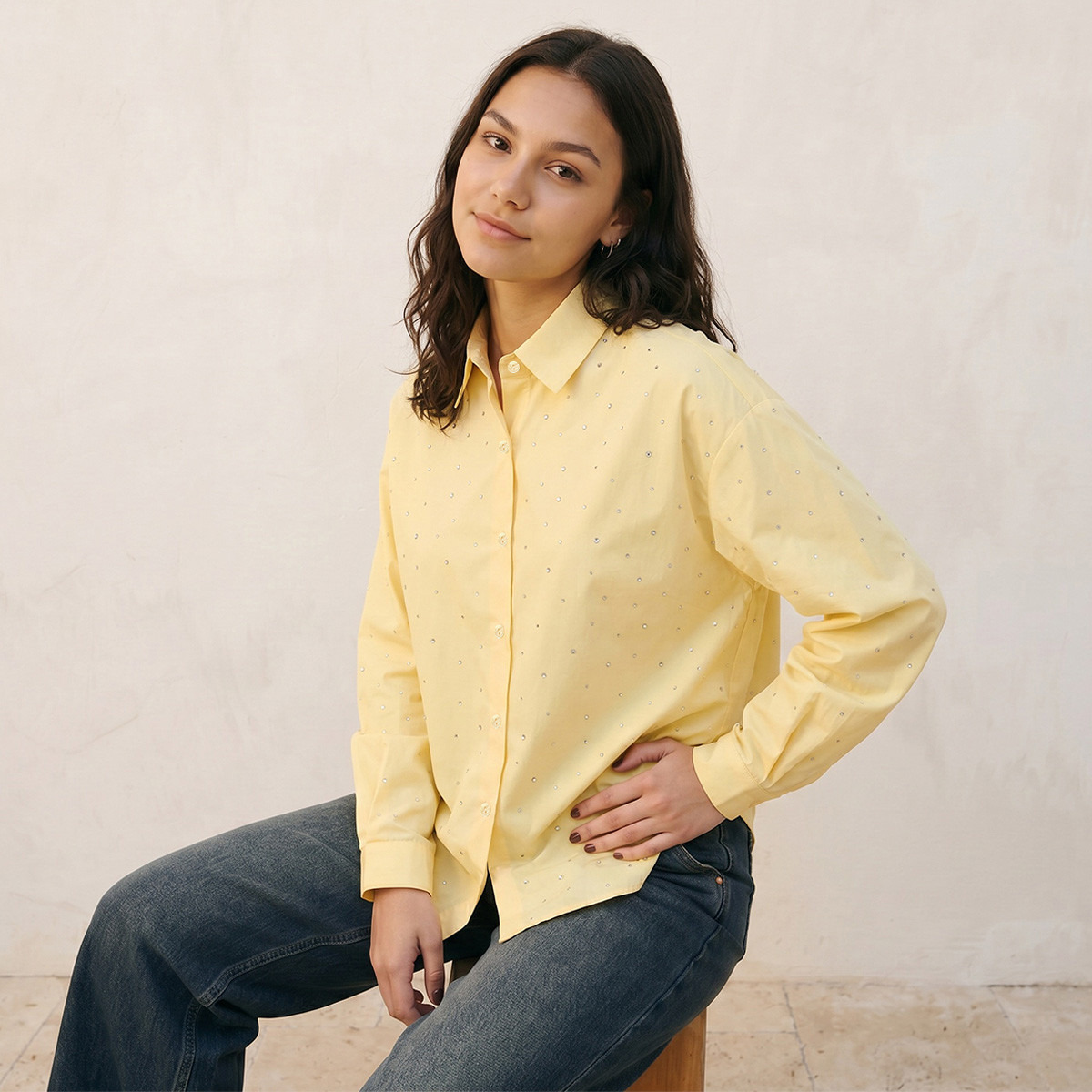 قميص قطن فضفاض مزين من سبلاش يوث-women-clothing-shirtsandblouses-shirts-image-6
