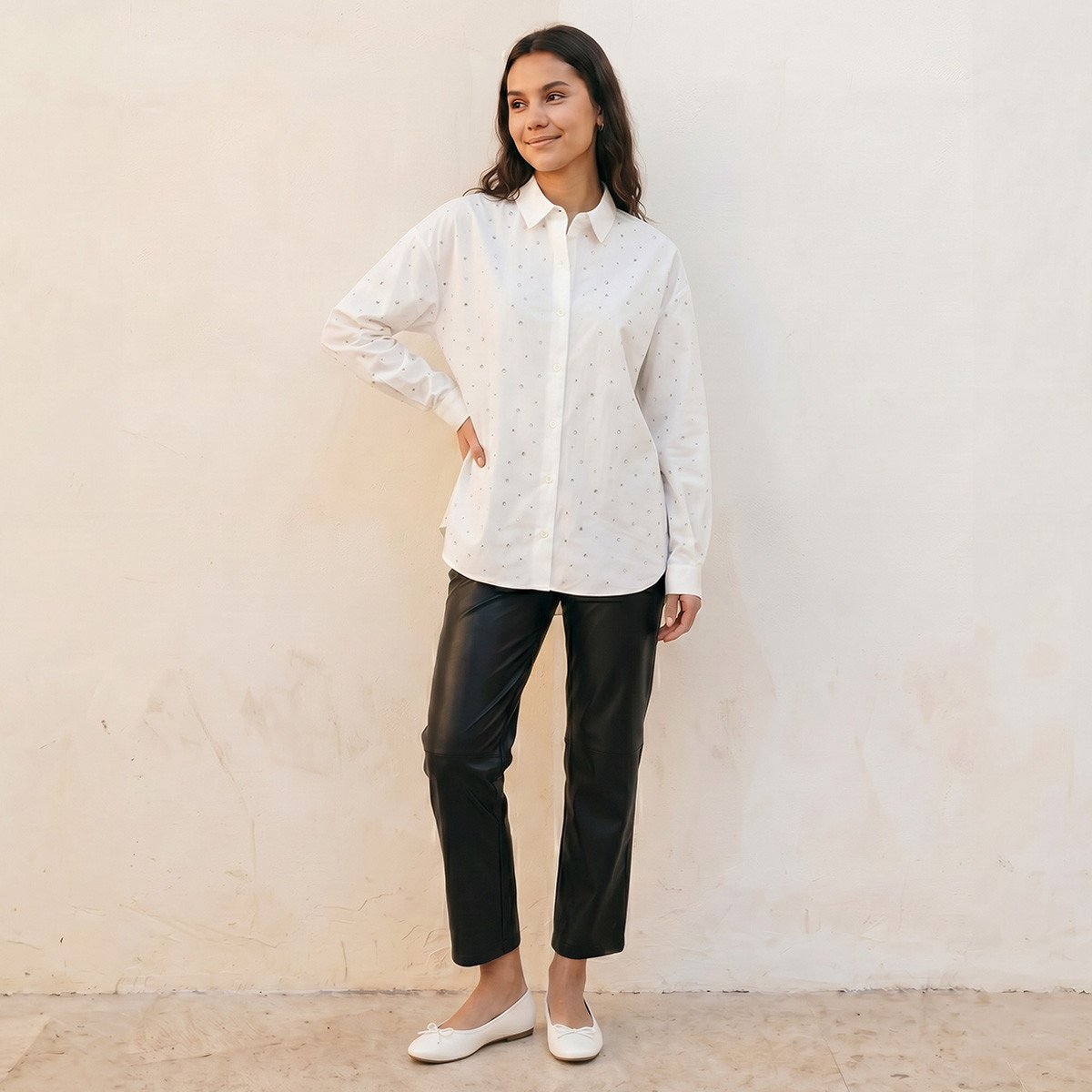 قميص قطن فضفاض مزين من سبلاش يوث-women-clothing-shirtsandblouses-shirts-image-4