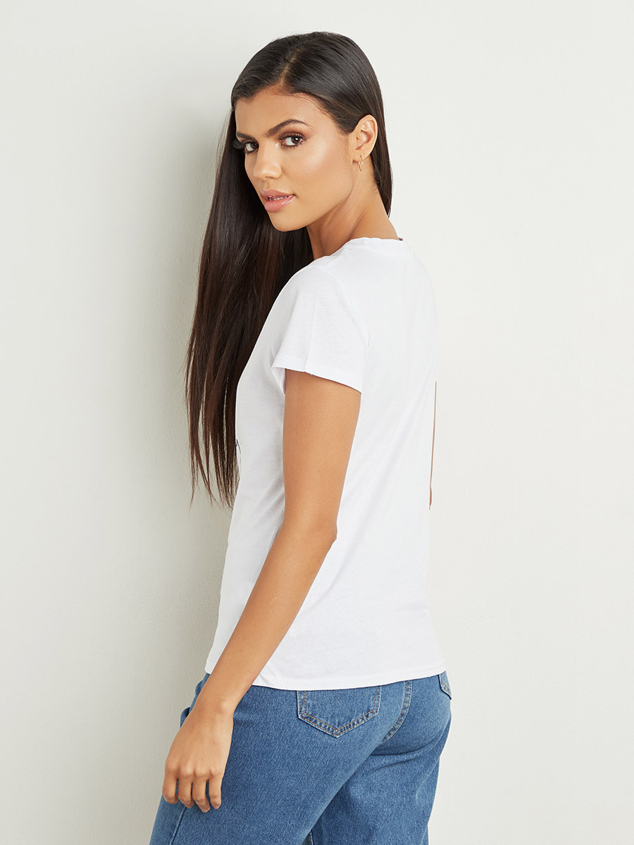 Styli Be Happy Slogan Print Round Neck T-shirt-women-clothing-tshirts-image-4
