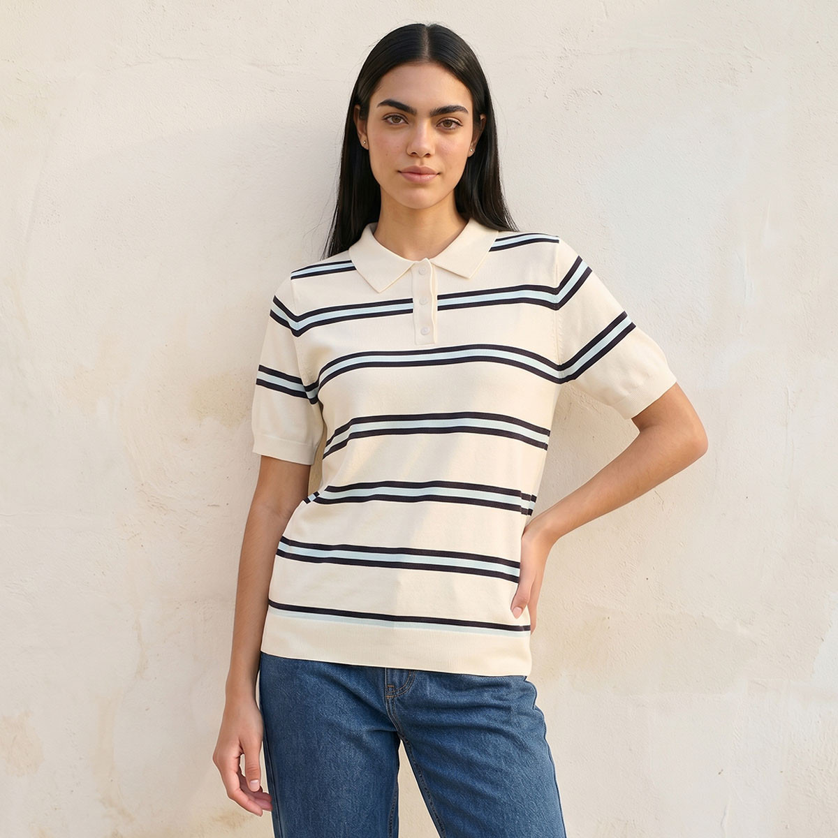 Splash Youth Polo T-shirt with Stripes-women-clothing-tshirts-image-1