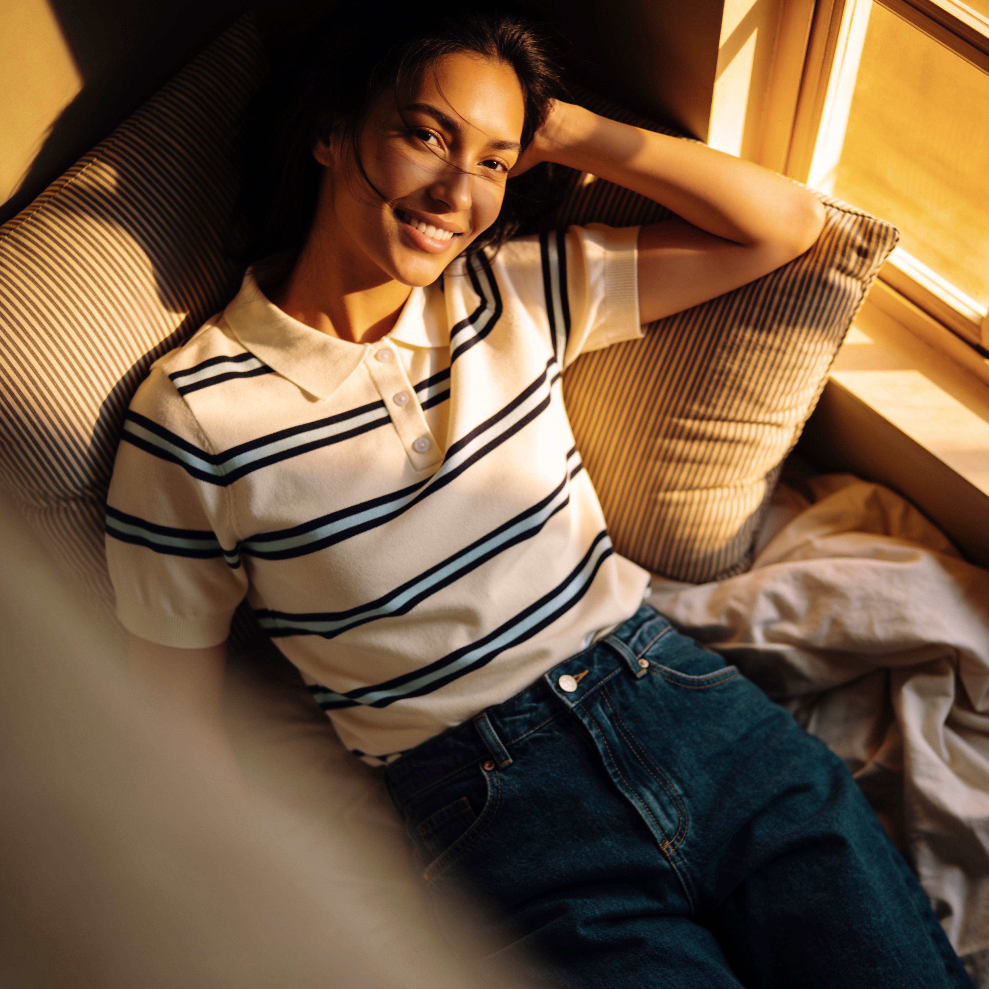 Splash Youth Polo T-shirt with Stripes-women-winterwear-cardigansandjumpers-jumpers-image-1