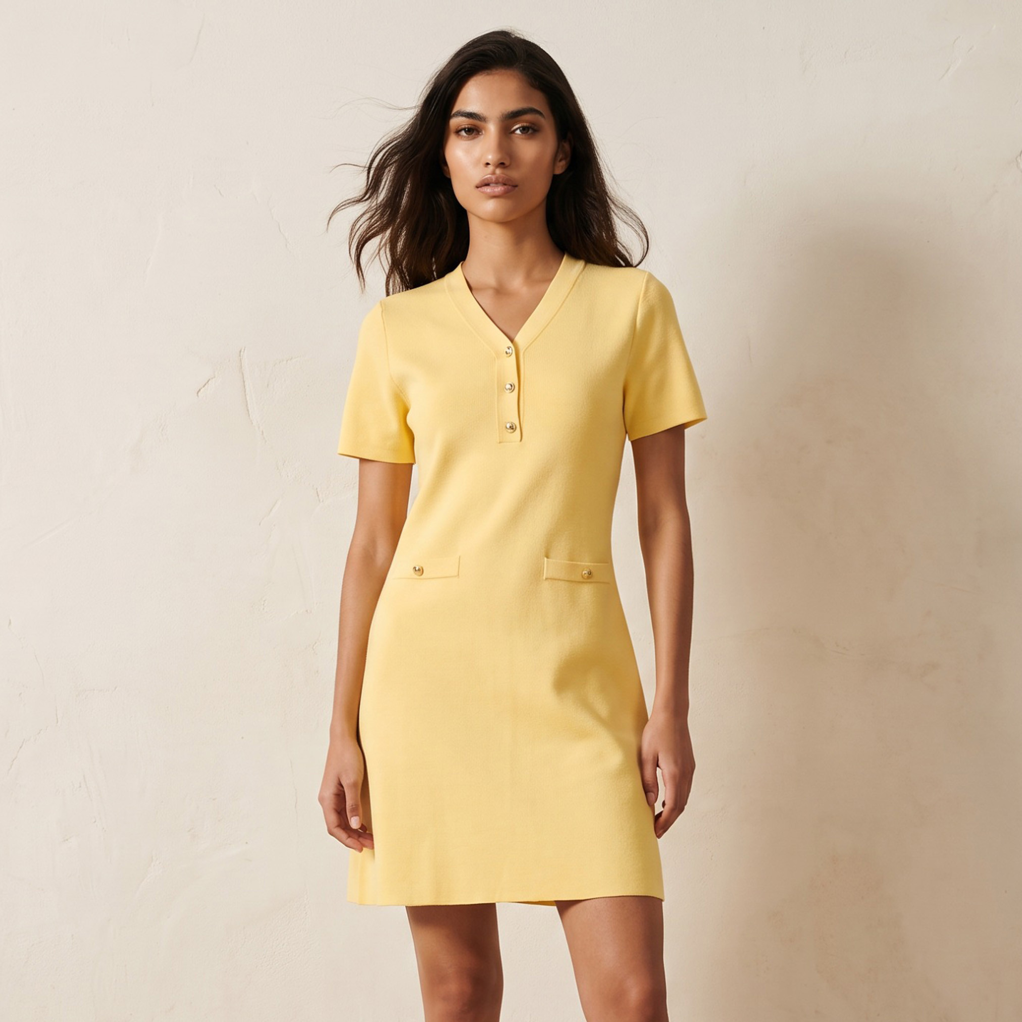 Splash Youth Textured Dress with V-neck-women-clothing-dresses-image-1