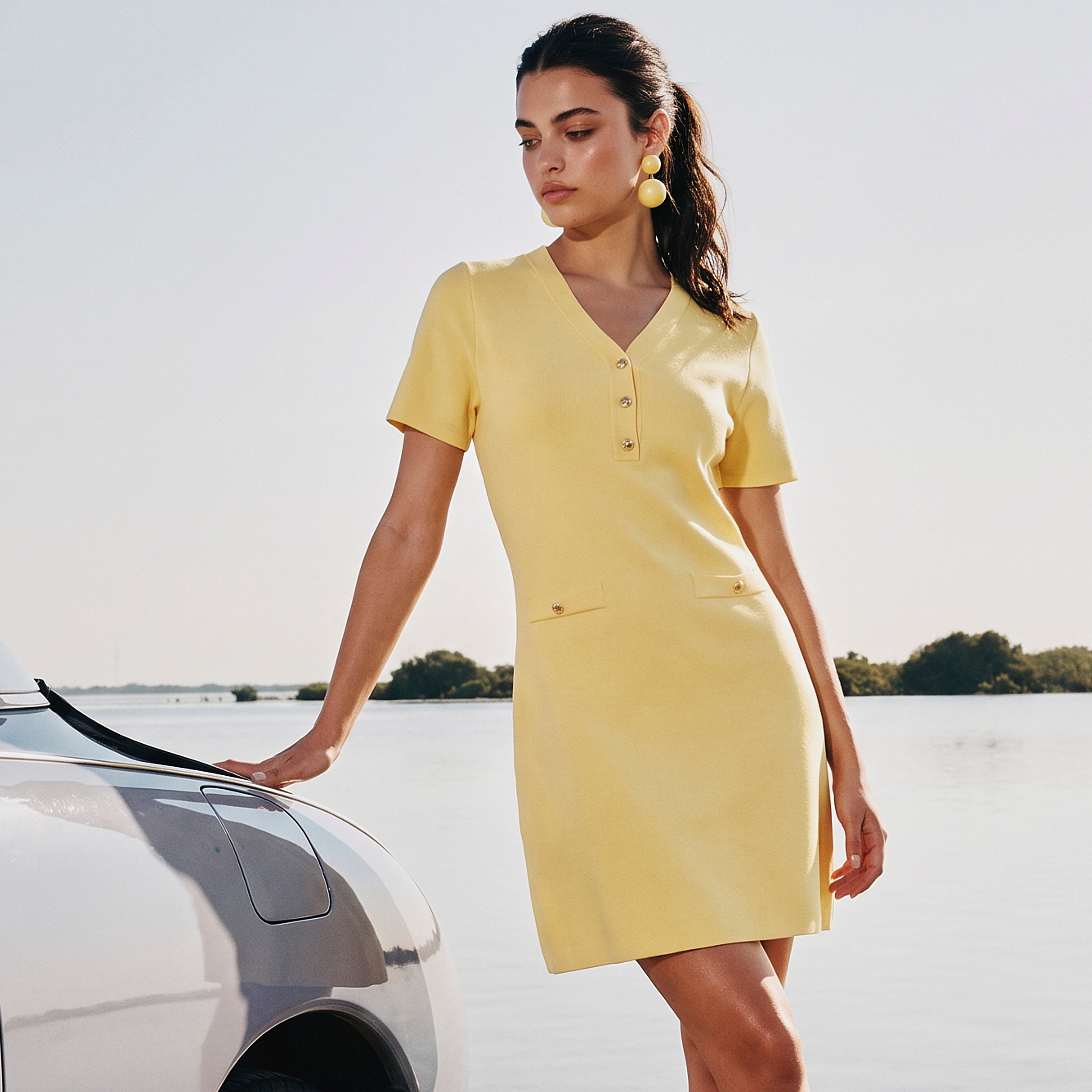 فستان بياقة V أنيقة وملمس بارز من سبلاش يوث-women-clothing-dresses-image-1
