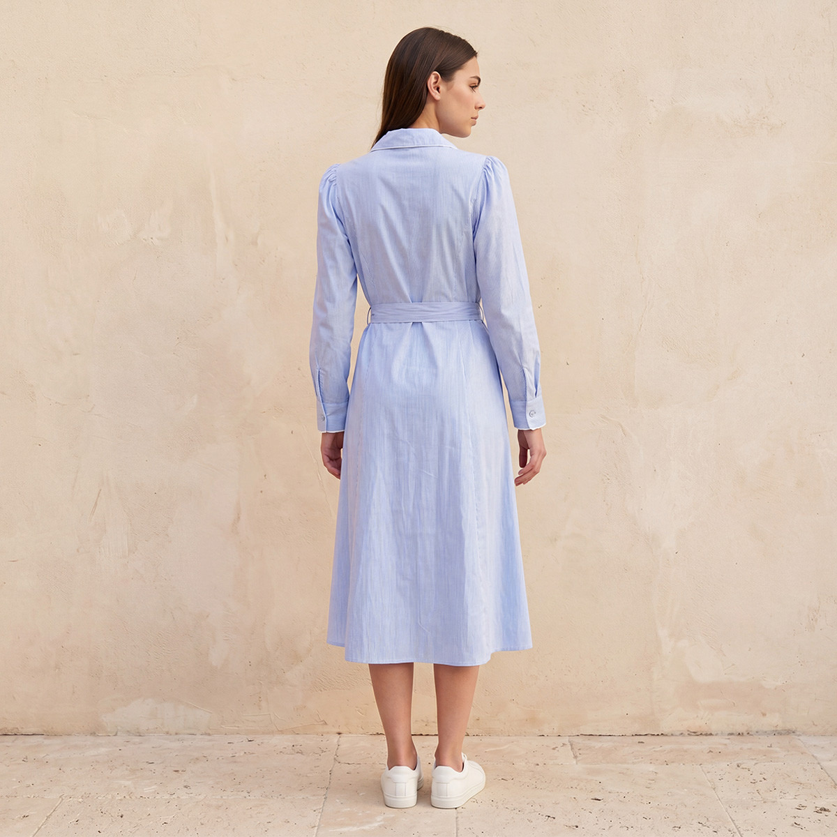 Splash Youth Striped Cotton Shirt Dress with Tie-Up Belt-women-clothing-dresses-image-4