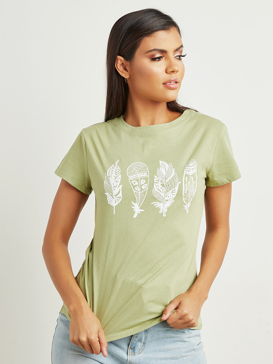 تيشيرت مطبوع بقصة واسعة من ستايلي-women-clothing-tshirts-image-1