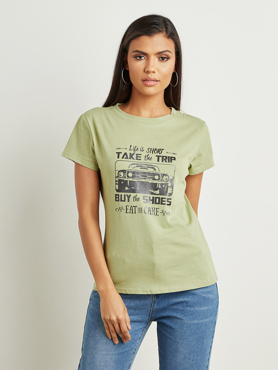 تيشيرت مطبوع بقصة واسعة من ستايلي-women-clothing-tshirts-image-2
