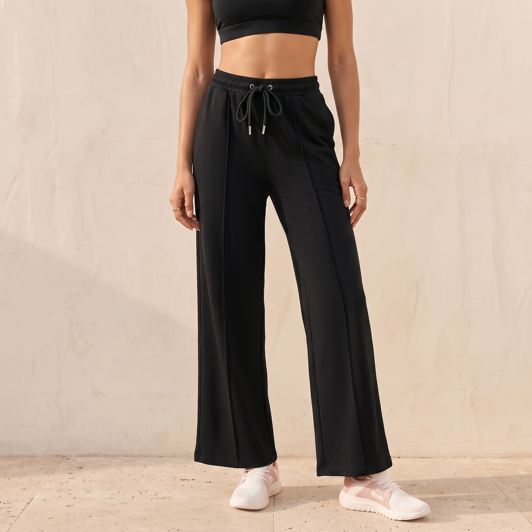 Splash Youth Straight Fit Drawstring Waist Trousers-women-clothing-bottoms-joggers-image-1