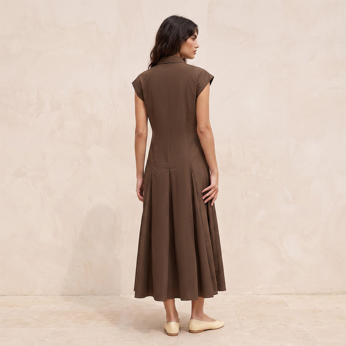 فستان قميص قطن ميدي بكسرات من سبلاش يوث-women-clothing-dresses-image-3