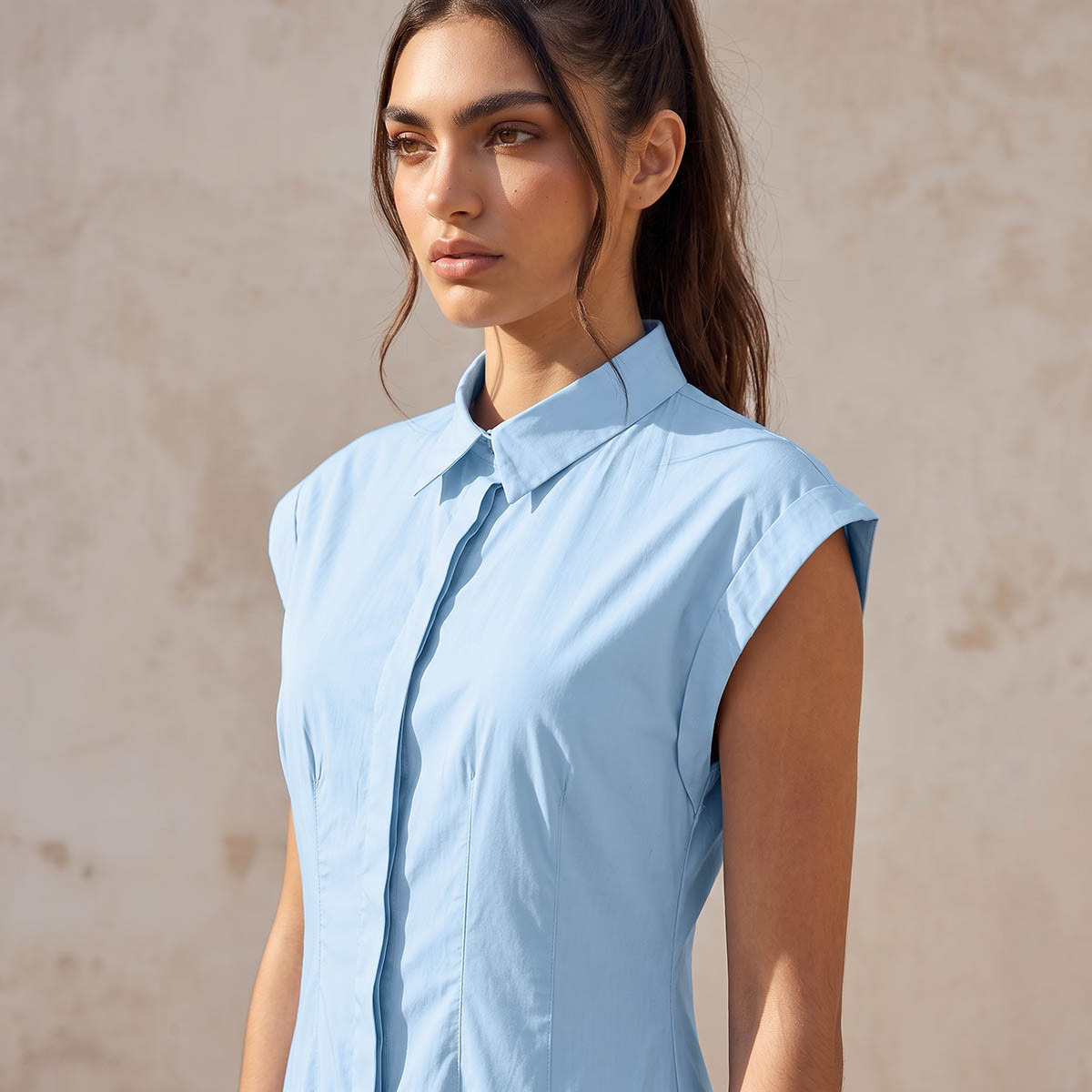 فستان قميص قطن ميدي بكسرات من سبلاش يوث-women-clothing-dresses-image-4