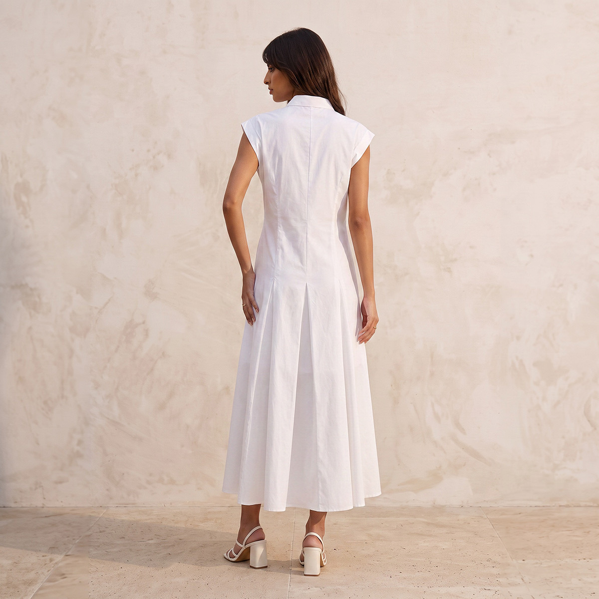 فستان قميص قطن ميدي بكسرات من سبلاش يوث-women-clothing-dresses-image-2