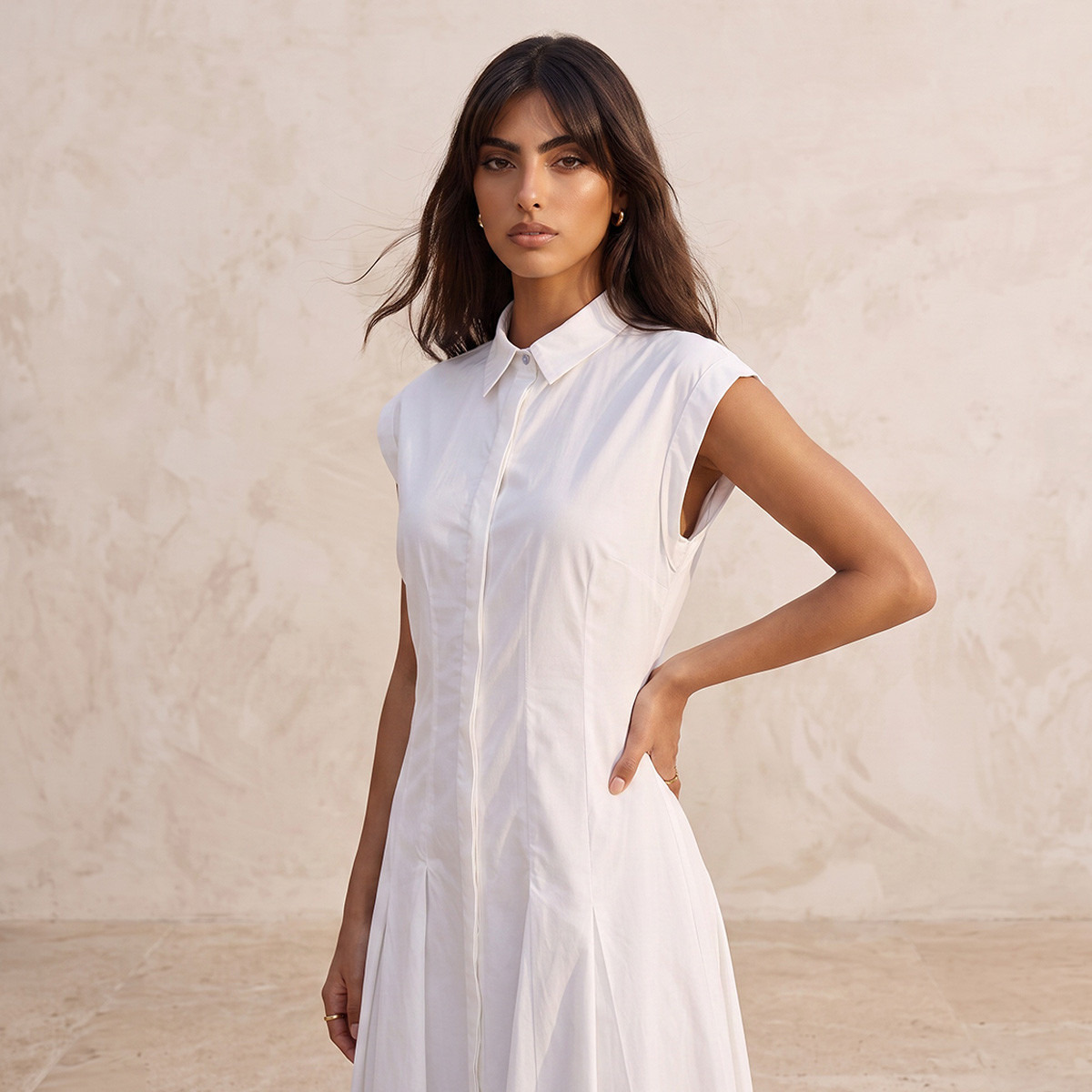 فستان قميص قطن ميدي بكسرات من سبلاش يوث-women-clothing-dresses-image-5