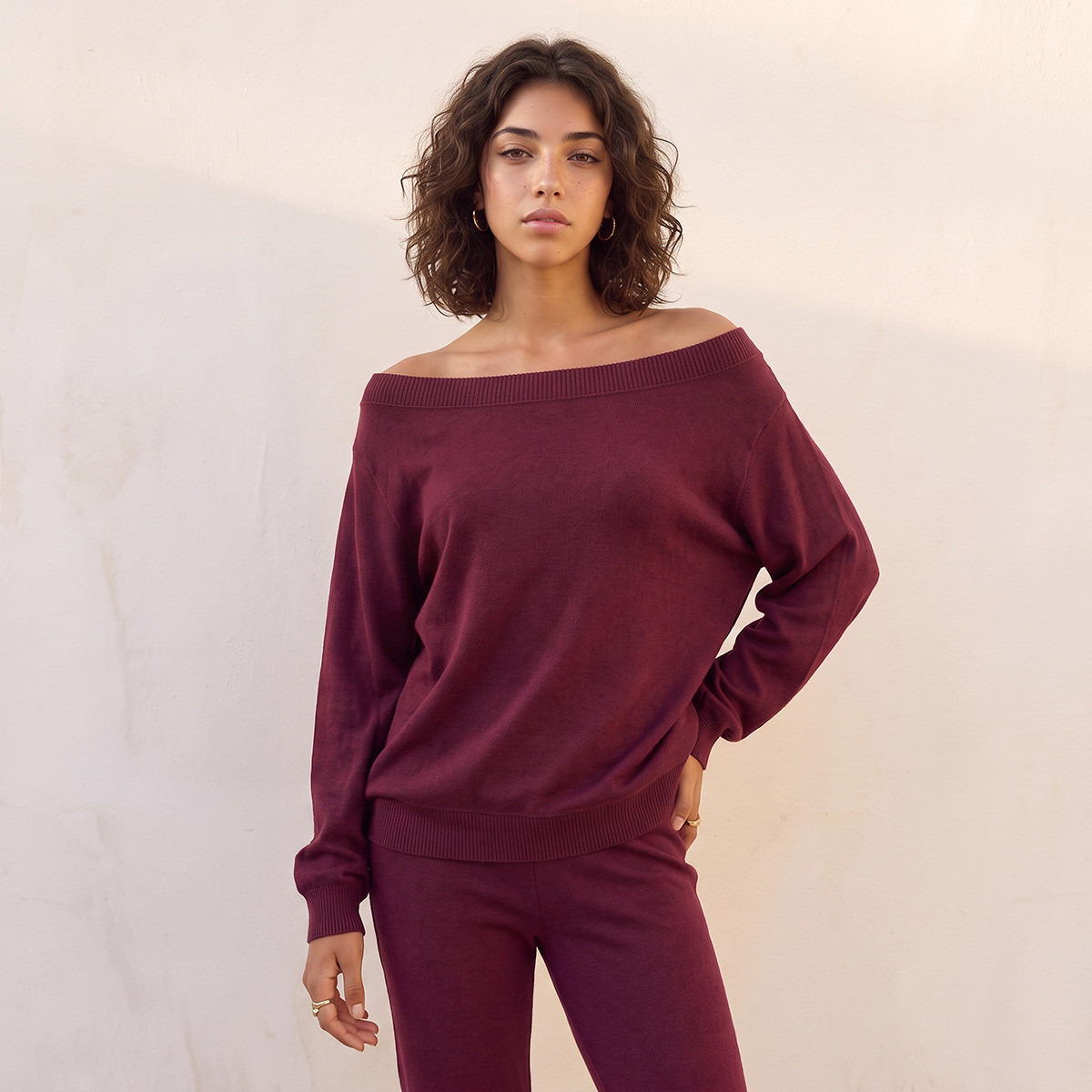 بلوزة بأكمام طويلة وياقة قارب من سبلاش يوث-women-clothing-shirtsandblouses-blouses-image-1