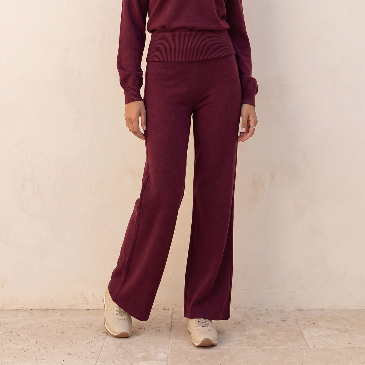 بنطلون واسع بقصة فلير وخصر مضلع من سبلاش يوث-women-clothing-trousers-image-1