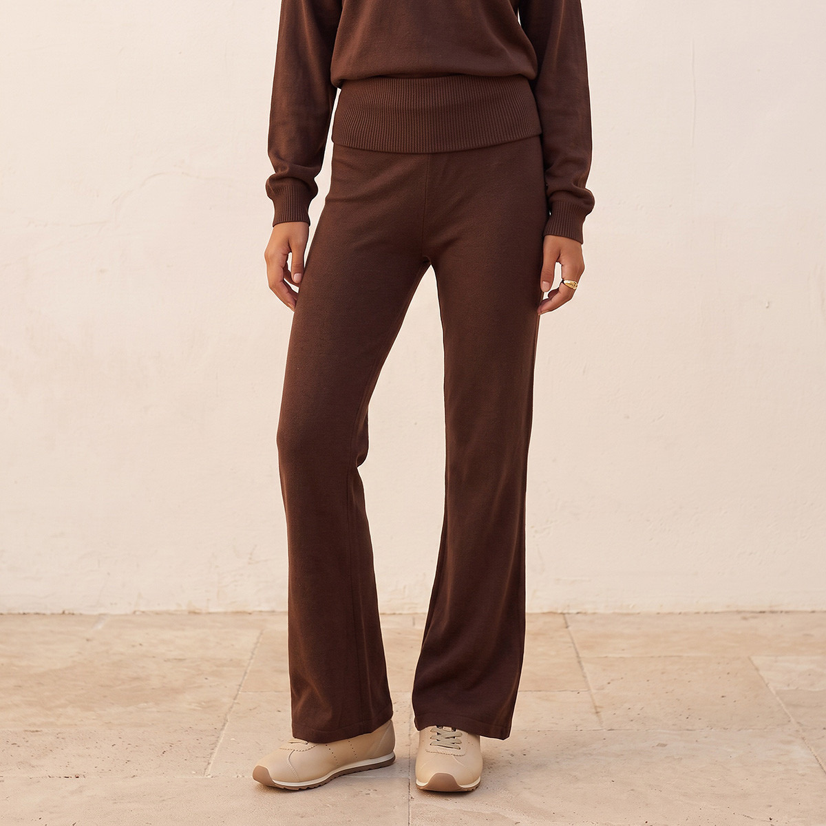 بنطلون واسع بقصة فلير وخصر مضلع من سبلاش يوث-women-clothing-trousers-image-1