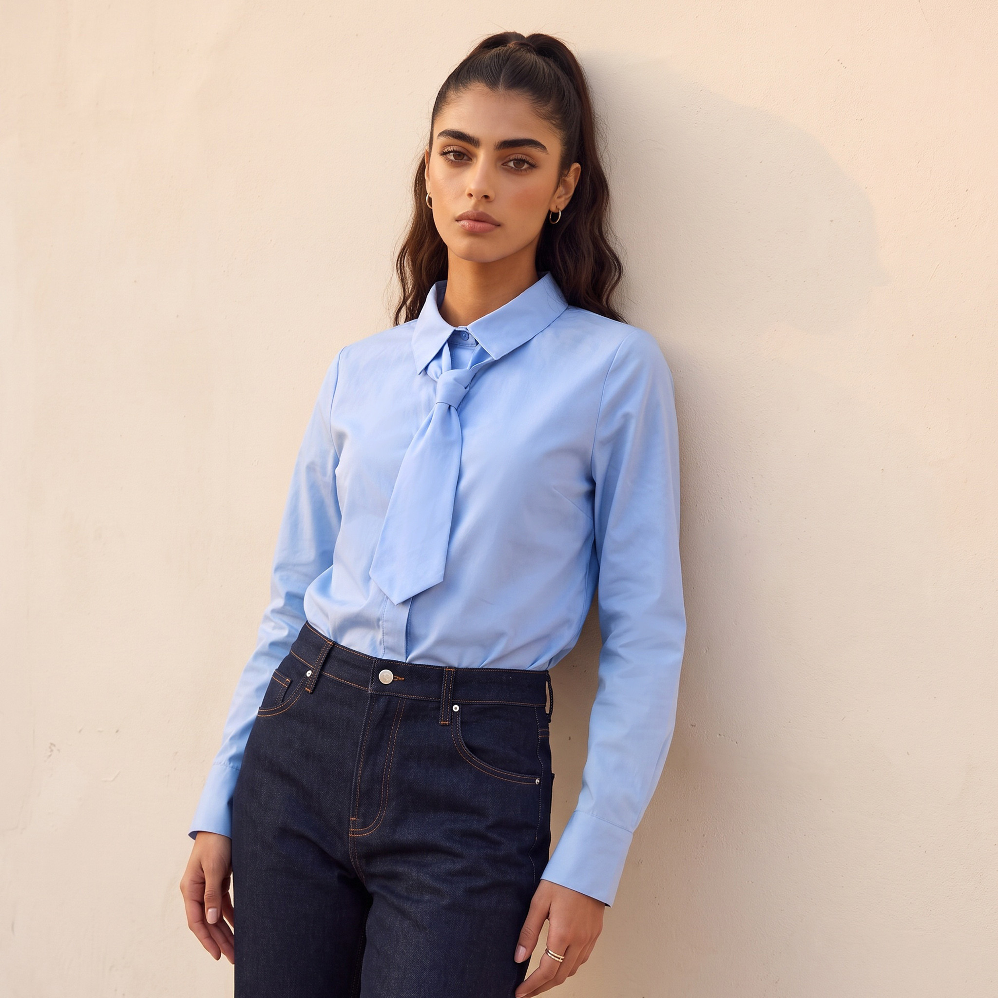 Splash Youth Cotton Shirt with Tie Detail-women-clothing-shirtsandblouses-shirts-image-2