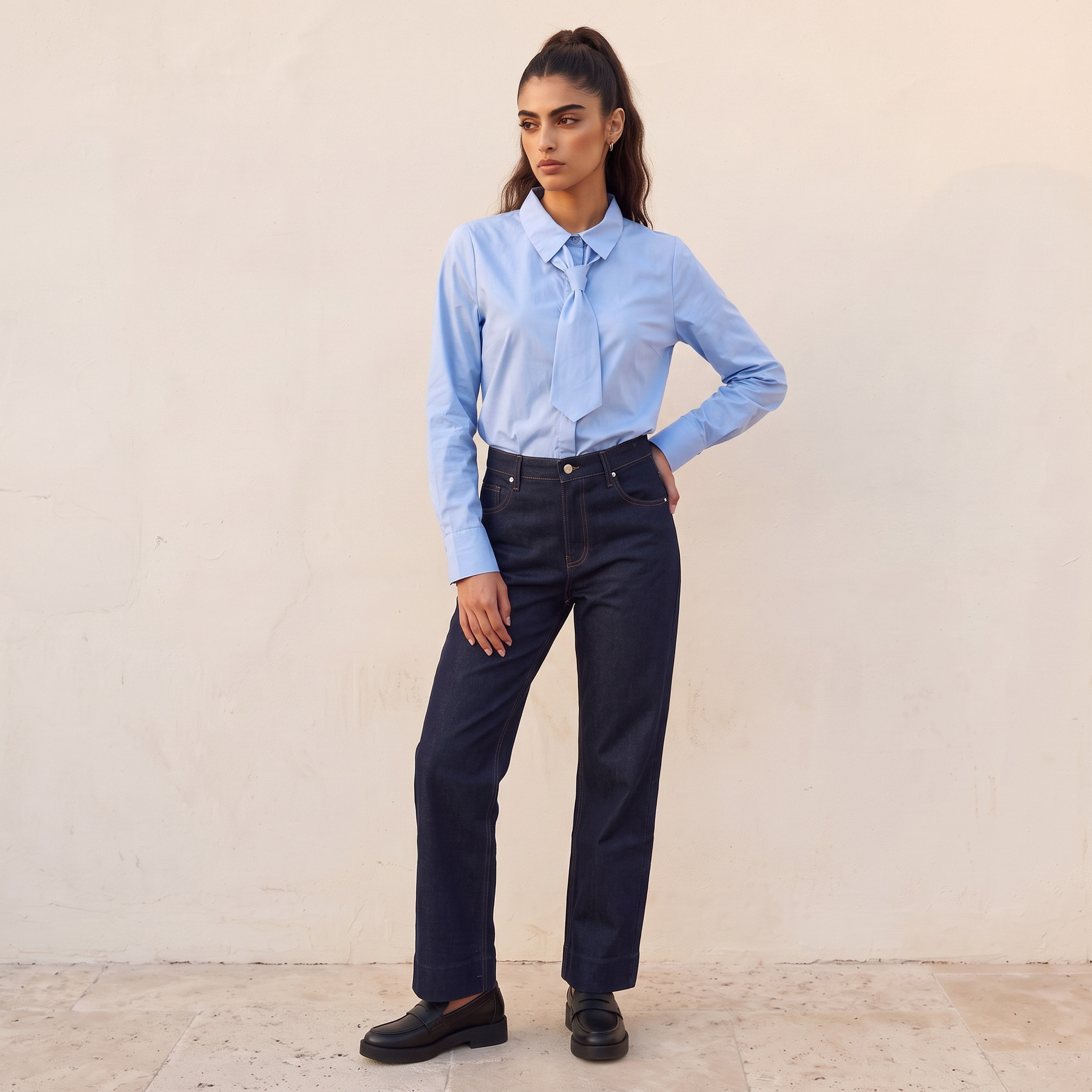 Splash Youth Cotton Shirt with Tie Detail-women-clothing-shirtsandblouses-shirts-image-3