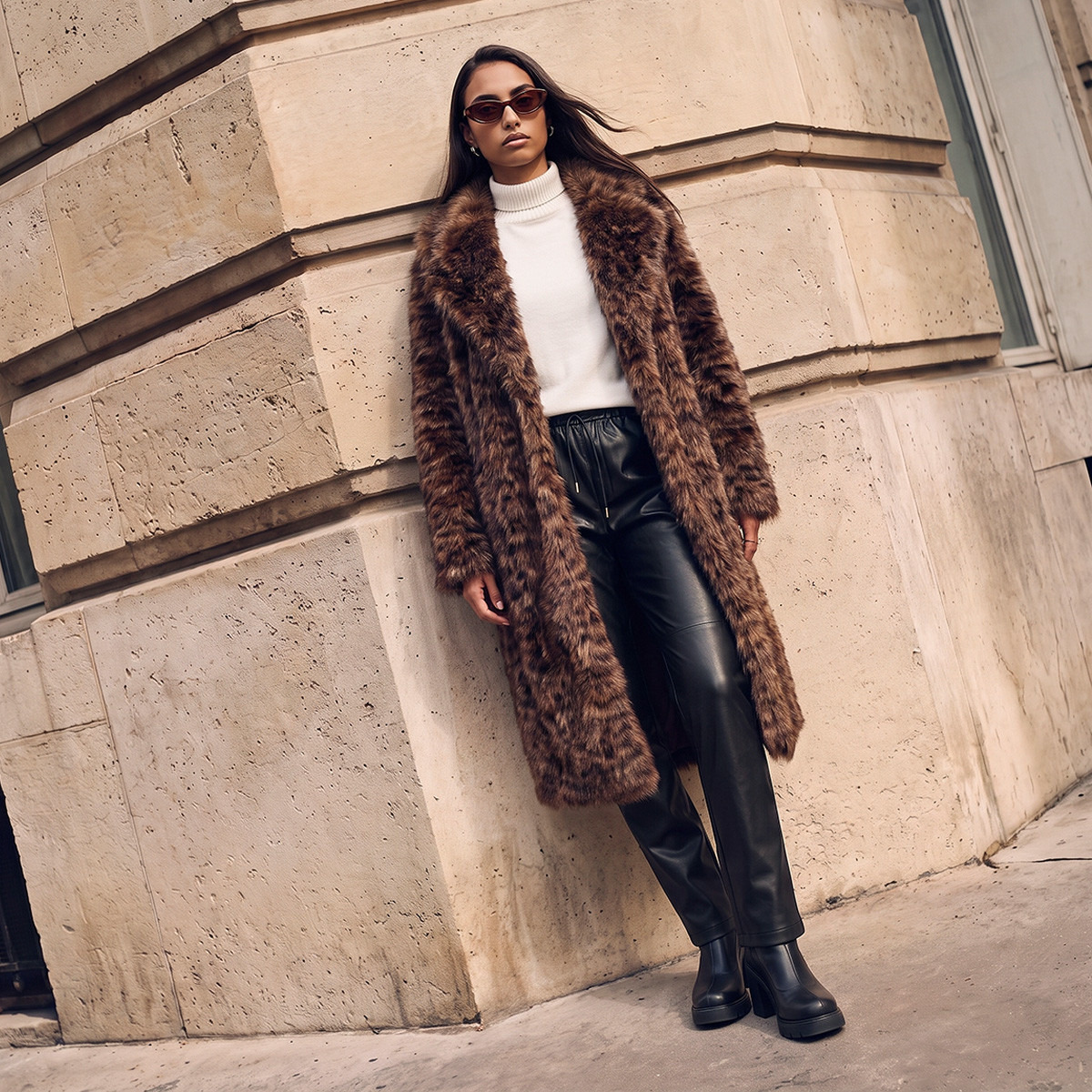Splash Youth Long Coat with Faux Fur Detail-women-winterwear-coatsandjackets-coats-image-1