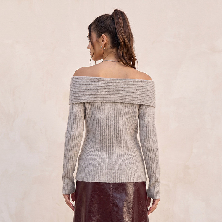 Splash Youth Textured Off Shoulder Sweater-women-winterwear-cardigansandjumpers-jumpers-image-4