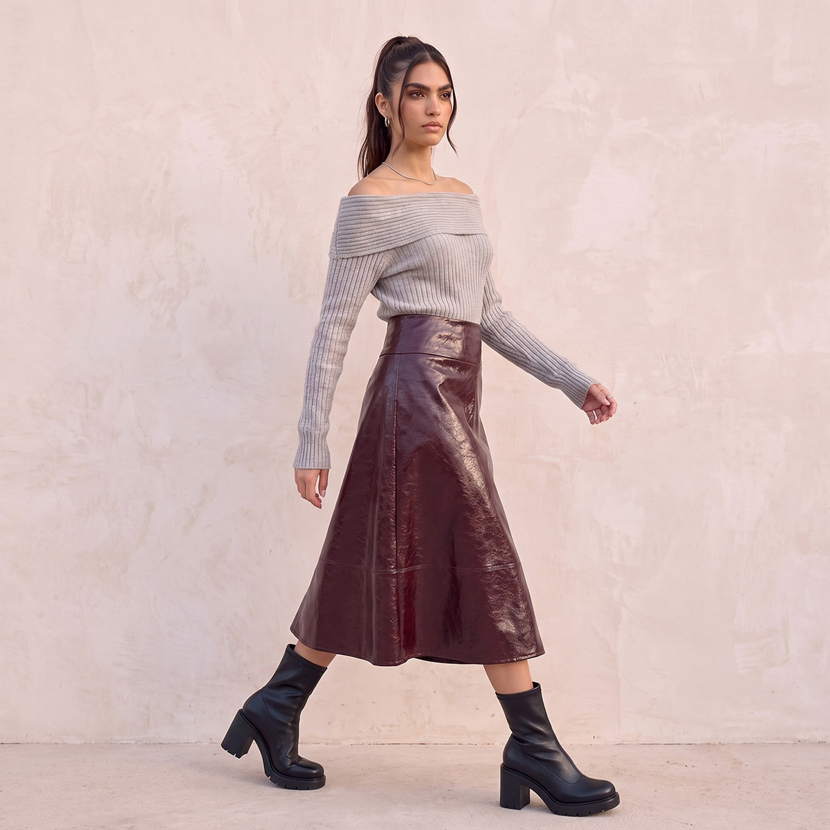 Splash Youth Textured Off Shoulder Sweater-women-winterwear-cardigansandjumpers-jumpers-image-5