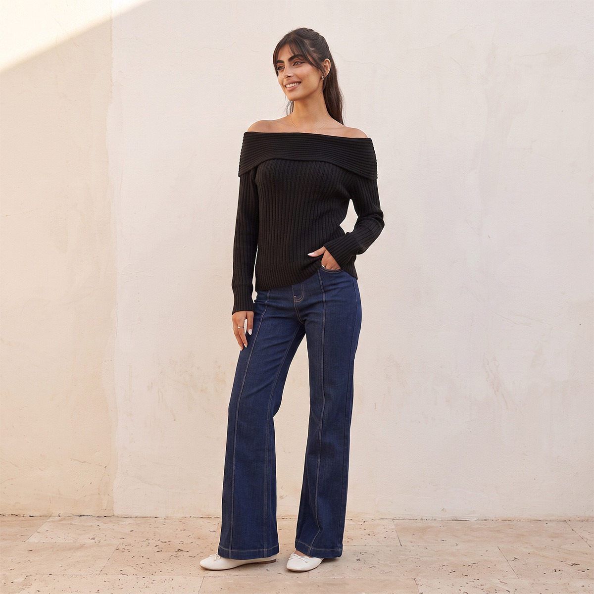 Splash Youth Textured Off Shoulder Sweater-women-winterwear-cardigansandjumpers-jumpers-image-5