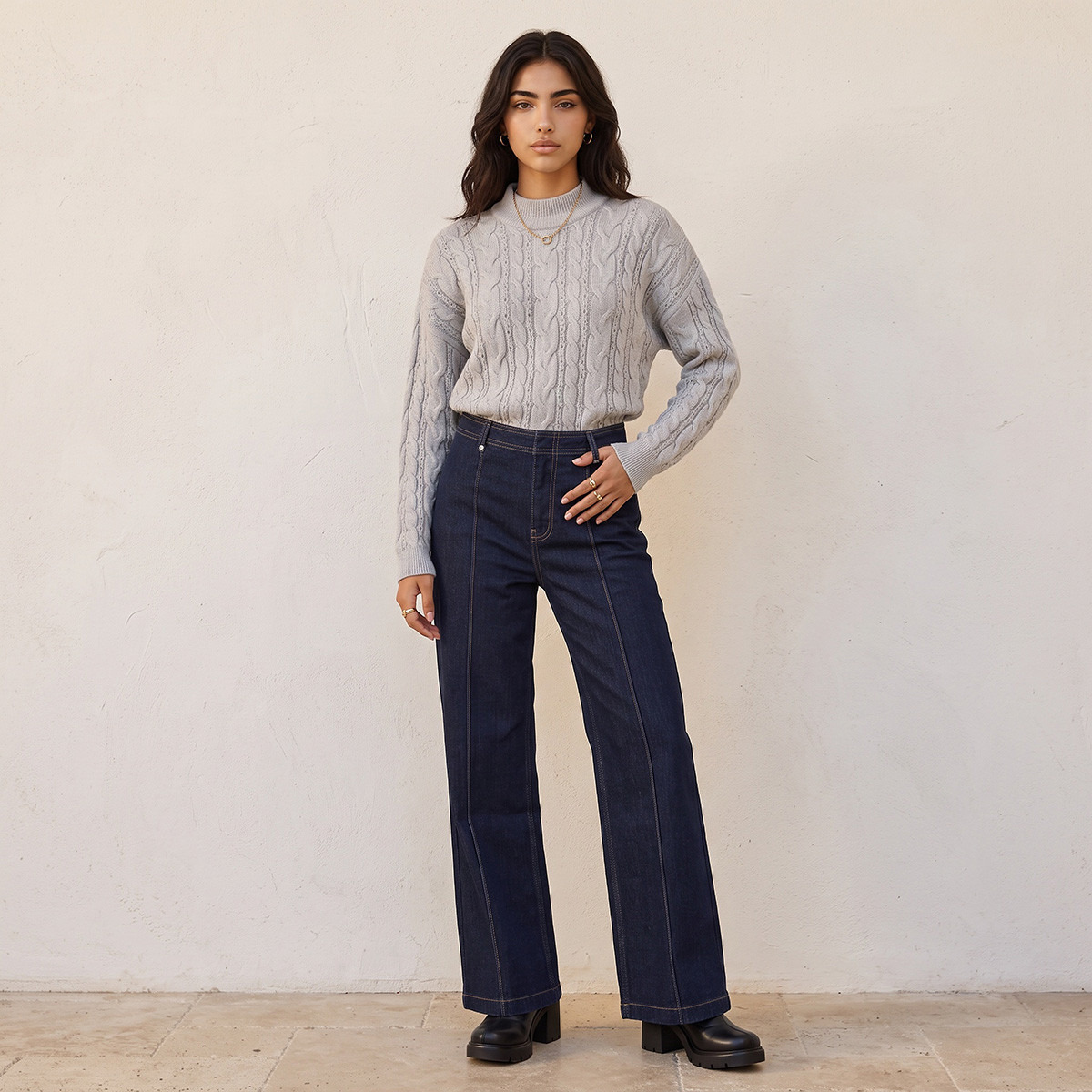 Splash Youth Oversized Cable Knit Sweater-women-winterwear-cardigansandjumpers-jumpers-image-2