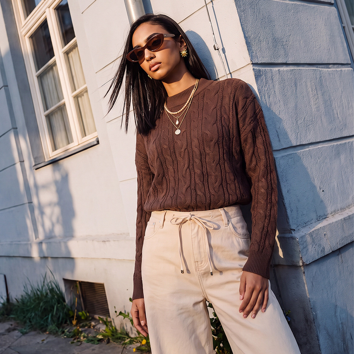 Splash Youth Oversized Cable Knit Sweater-women-winterwear-cardigansandjumpers-jumpers-image-1