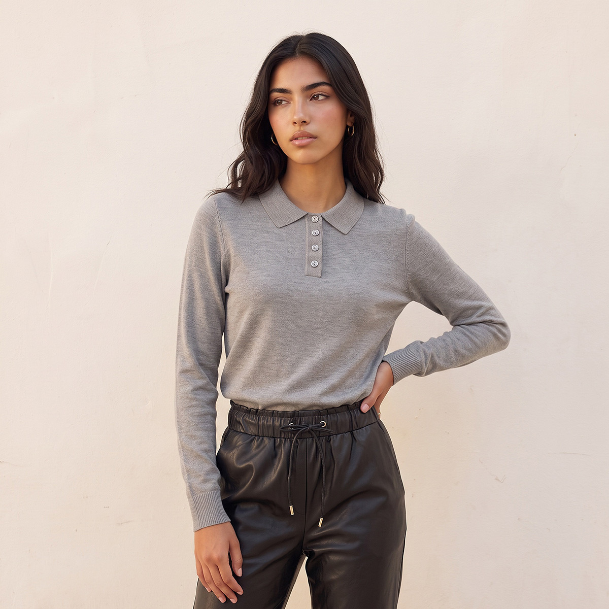 Splash Youth Polo Sweater with Ribbed Hem-women-winterwear-cardigansandjumpers-jumpers-image-1