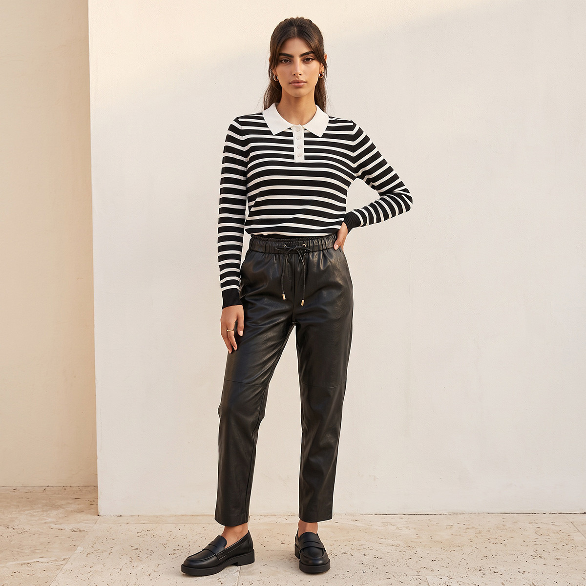 Splash Youth Striped Sweater with Polo Collar-women-winterwear-cardigansandjumpers-jumpers-image-3