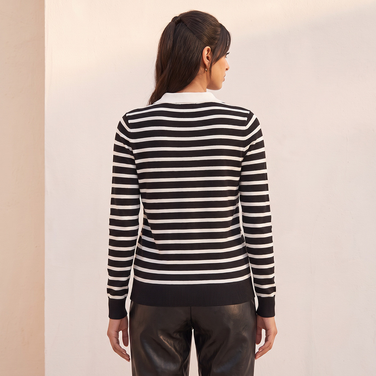 Splash Youth Striped Sweater with Polo Collar-women-winterwear-cardigansandjumpers-jumpers-image-4