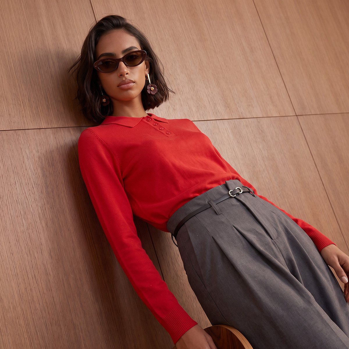 Splash Youth Polo Sweater with Ribbed Hem-women-winterwear-cardigansandjumpers-jumpers-image-1