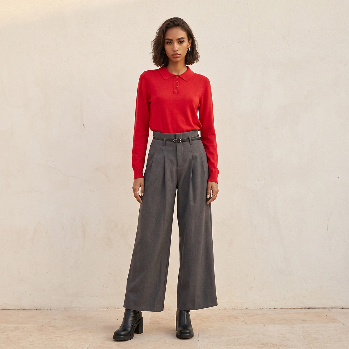 Splash Youth Polo Sweater with Ribbed Hem-women-winterwear-cardigansandjumpers-jumpers-image-3