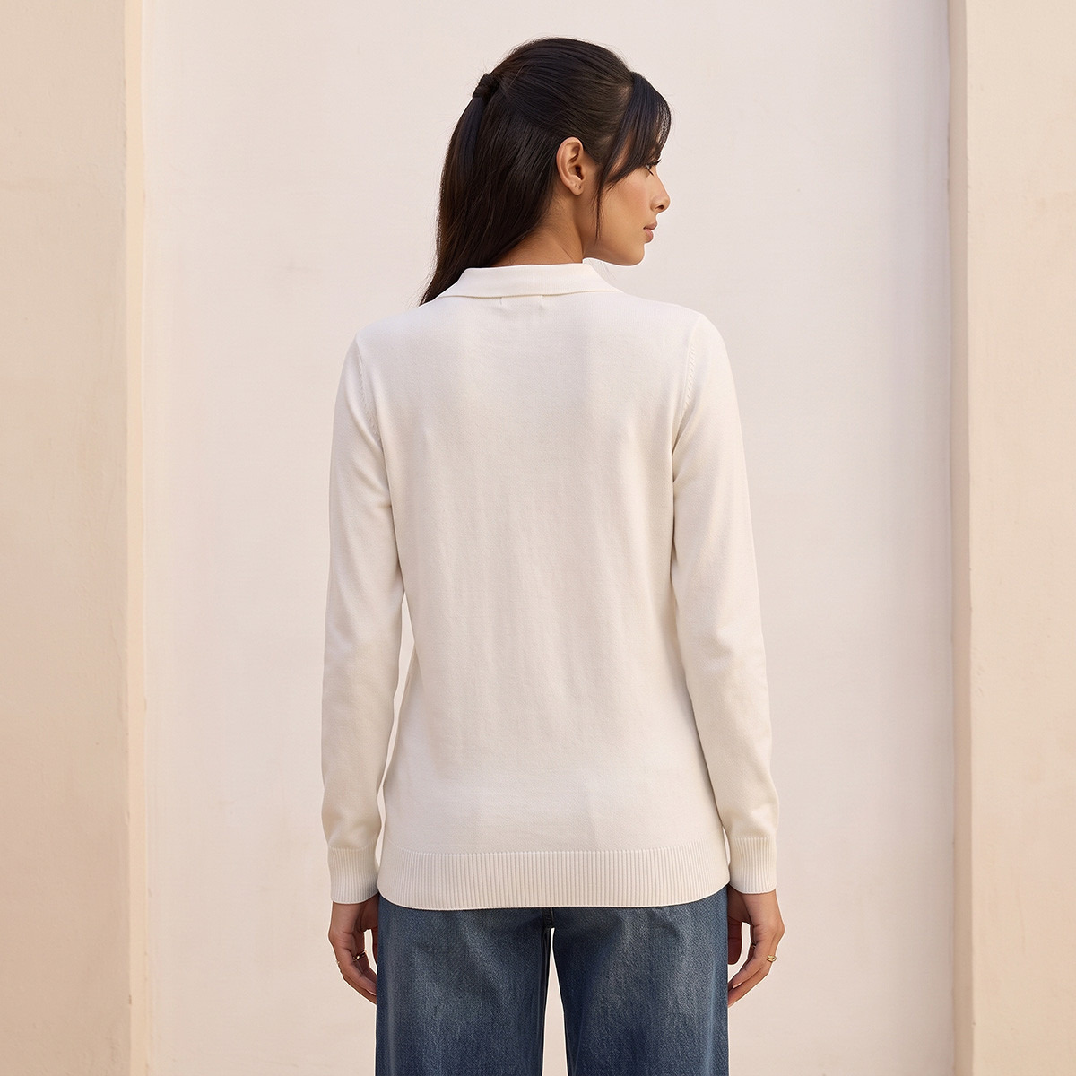 Splash Youth Polo Sweater with Ribbed Hem-women-winterwear-cardigansandjumpers-jumpers-image-3
