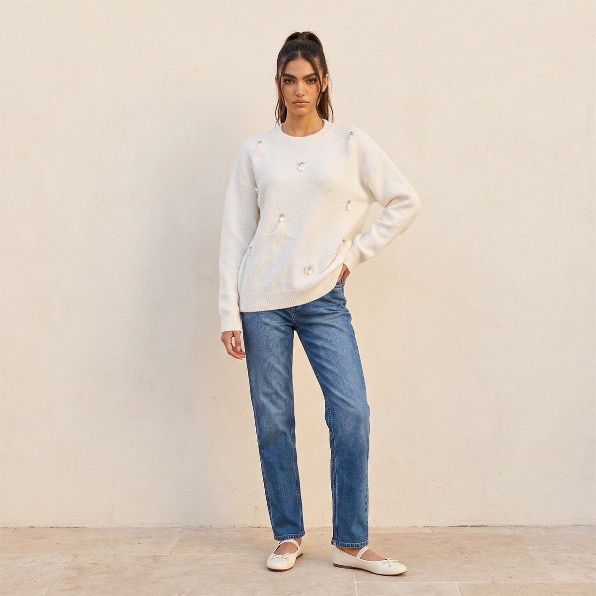 Splash Youth Embellished Crew Neck Sweater-women-winterwear-cardigansandjumpers-jumpers-image-3