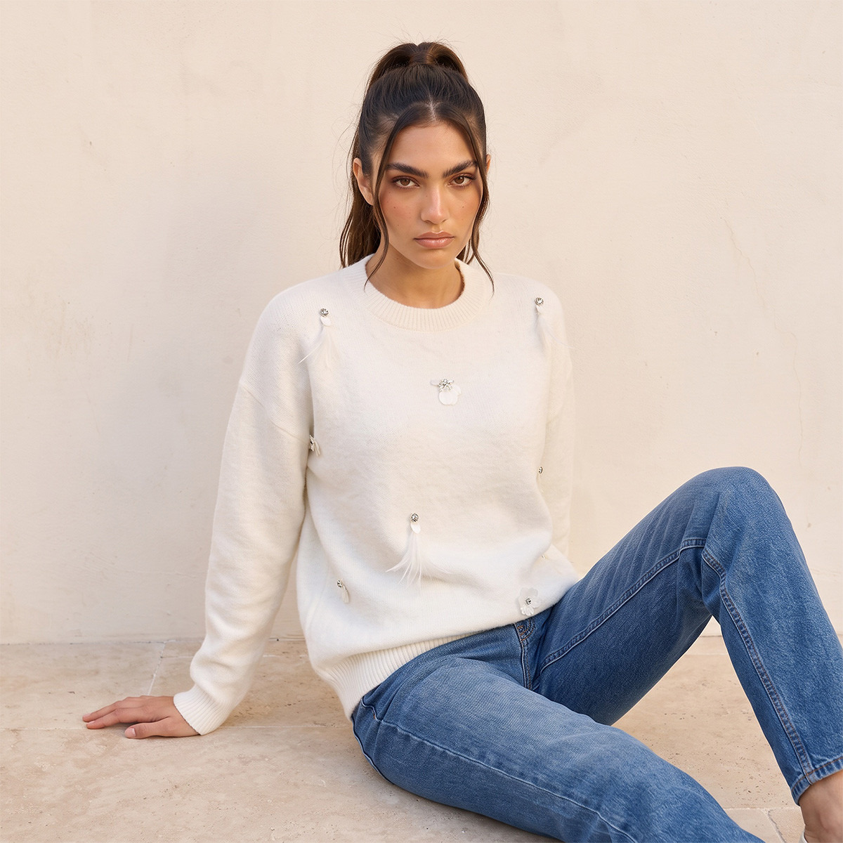 Splash Youth Embellished Crew Neck Sweater-women-winterwear-cardigansandjumpers-jumpers-image-7