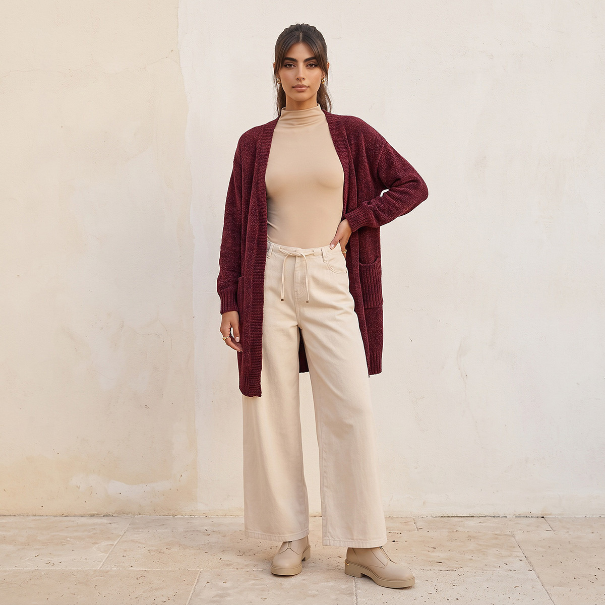 Splash Youth Textured Shrug with Pockets-women-clothing-shirtsandblouses-blouses-image-3