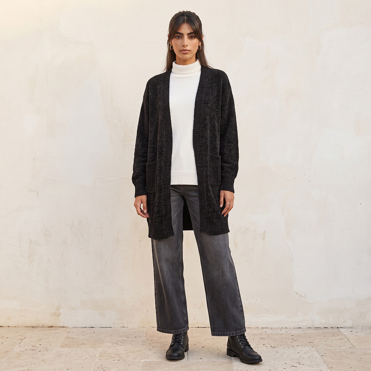Splash Youth Textured Shrug with Pockets-women-clothing-shirtsandblouses-blouses-image-3