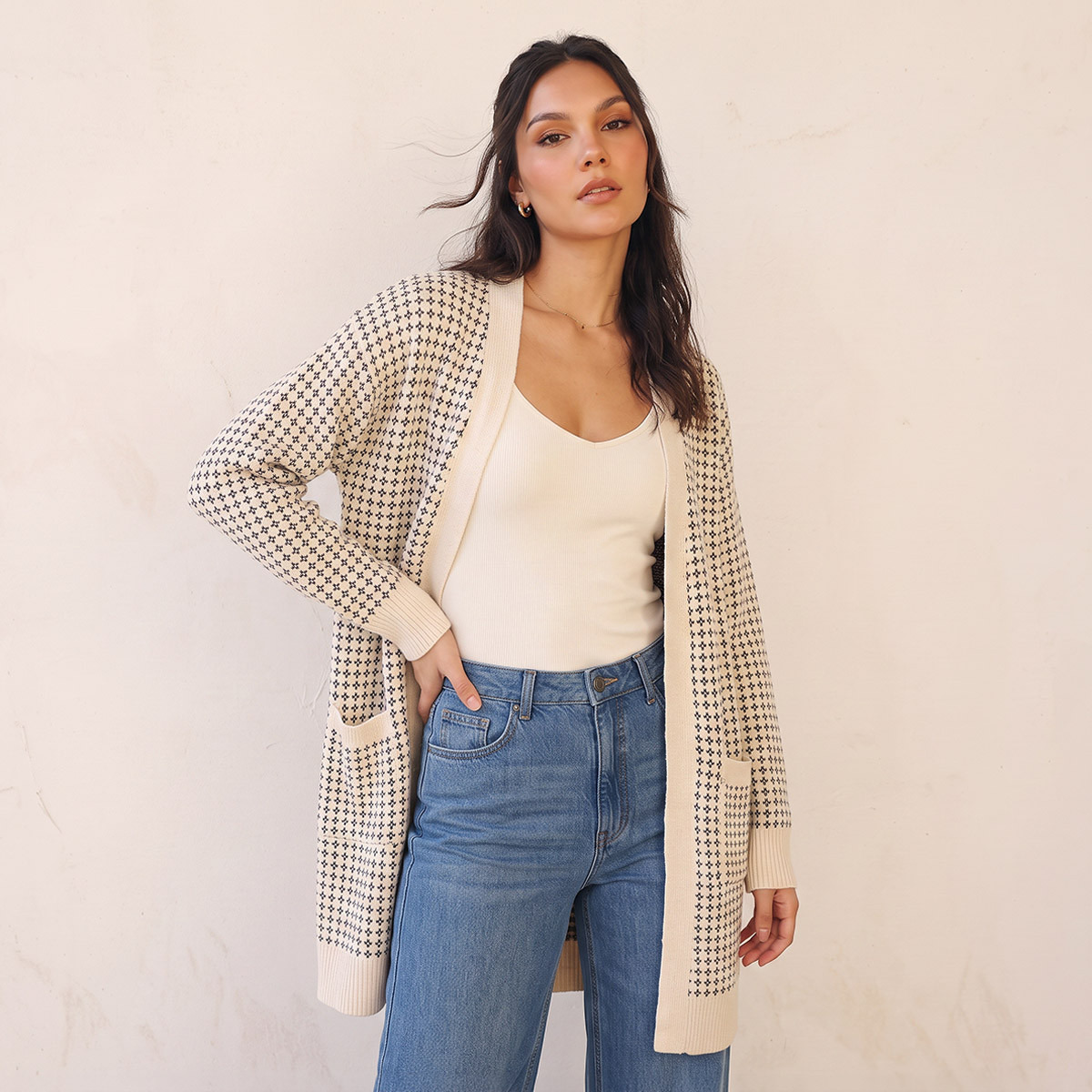 Splash Youth Longline Textured Cardigan-women-winterwear-cardigansandjumpers-cardigans-image-1