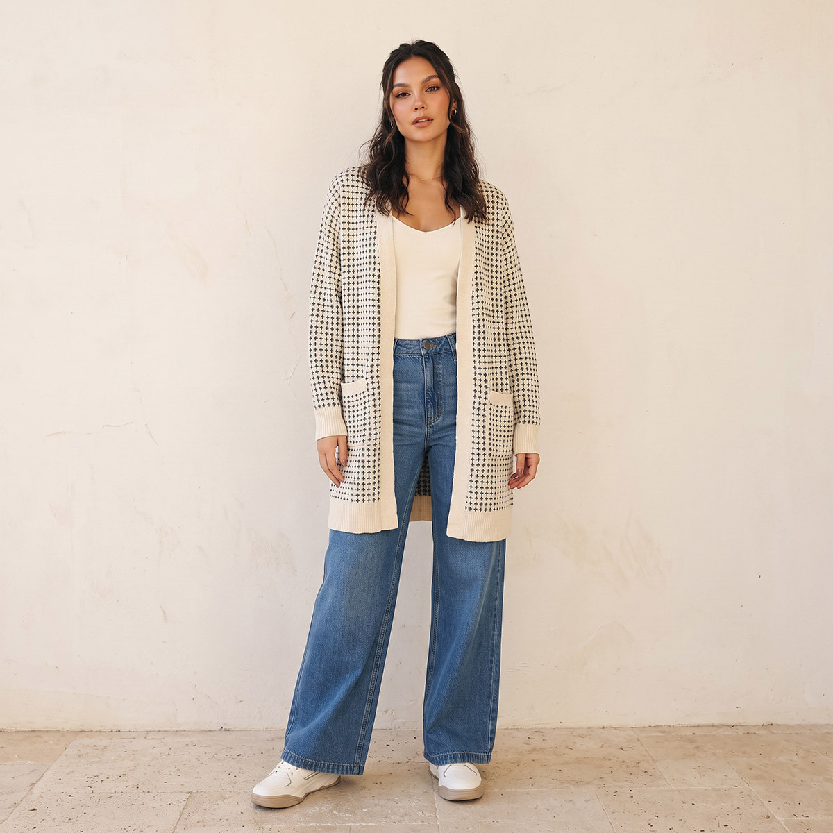Splash Youth Longline Textured Cardigan-women-winterwear-cardigansandjumpers-cardigans-image-2