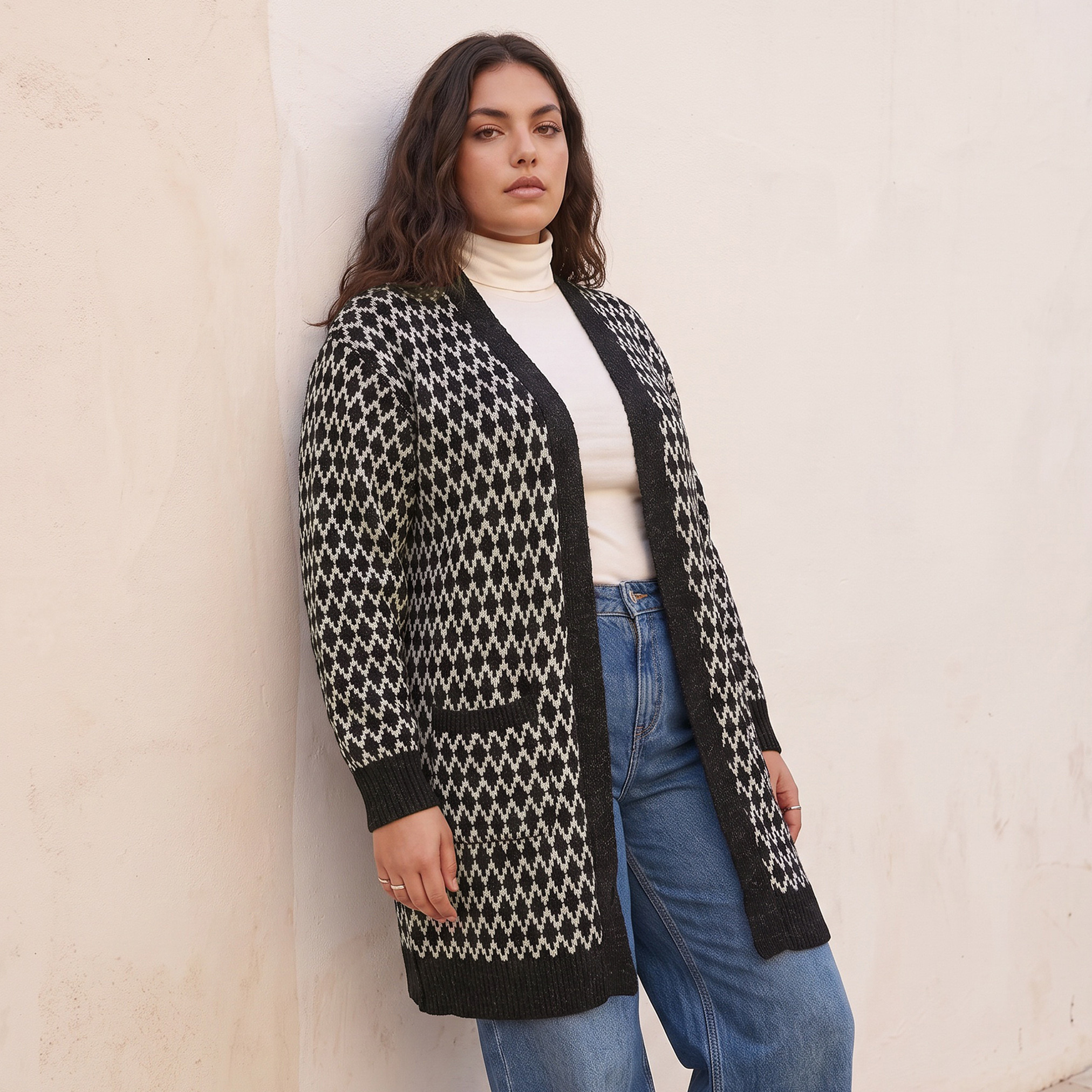 Splash Youth Longline Textured Cardigan-women-winterwear-cardigansandjumpers-cardigans-image-2