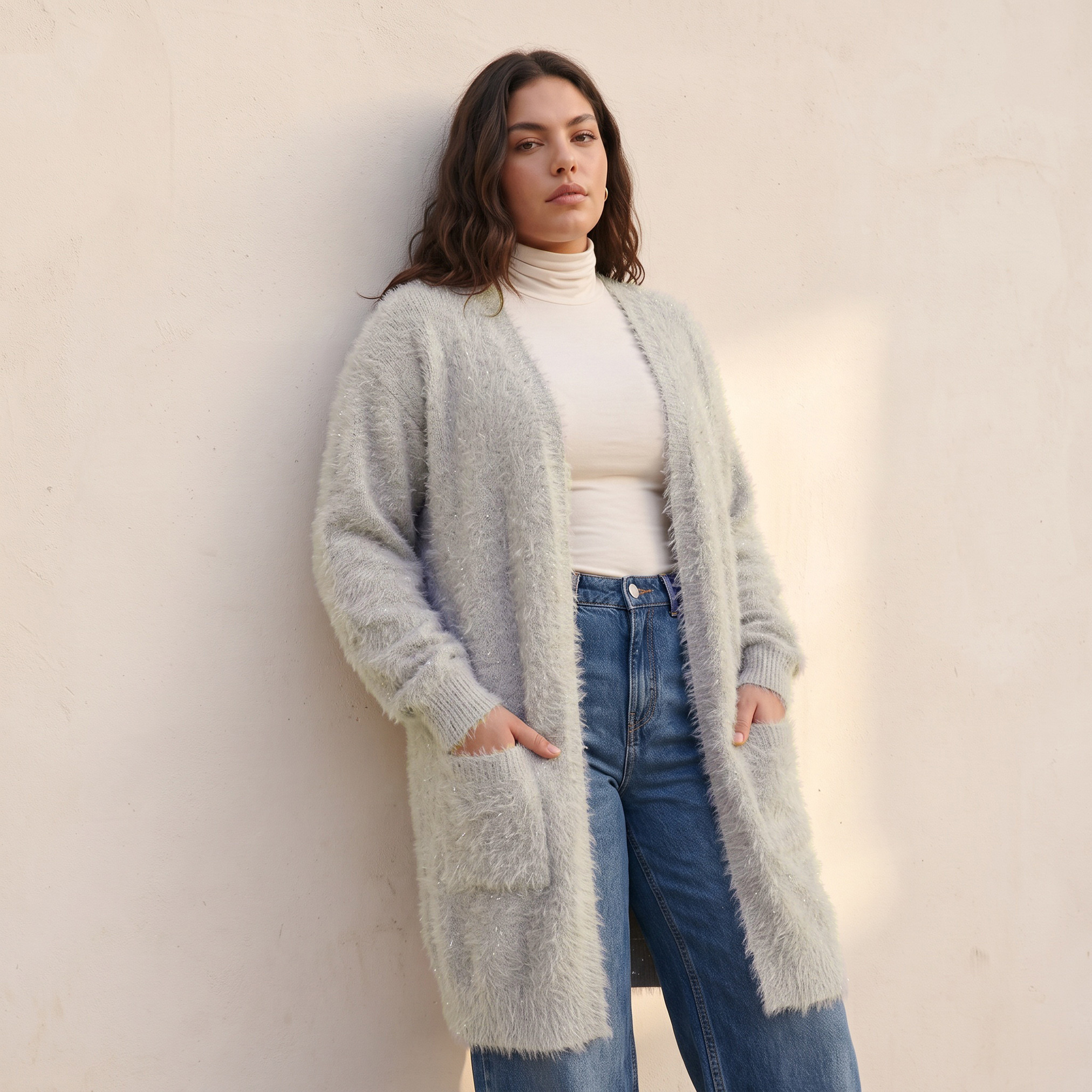 Splash Youth Fuzzy Fur Longline Cardigan-women-winterwear-cardigansandjumpers-cardigans-image-2