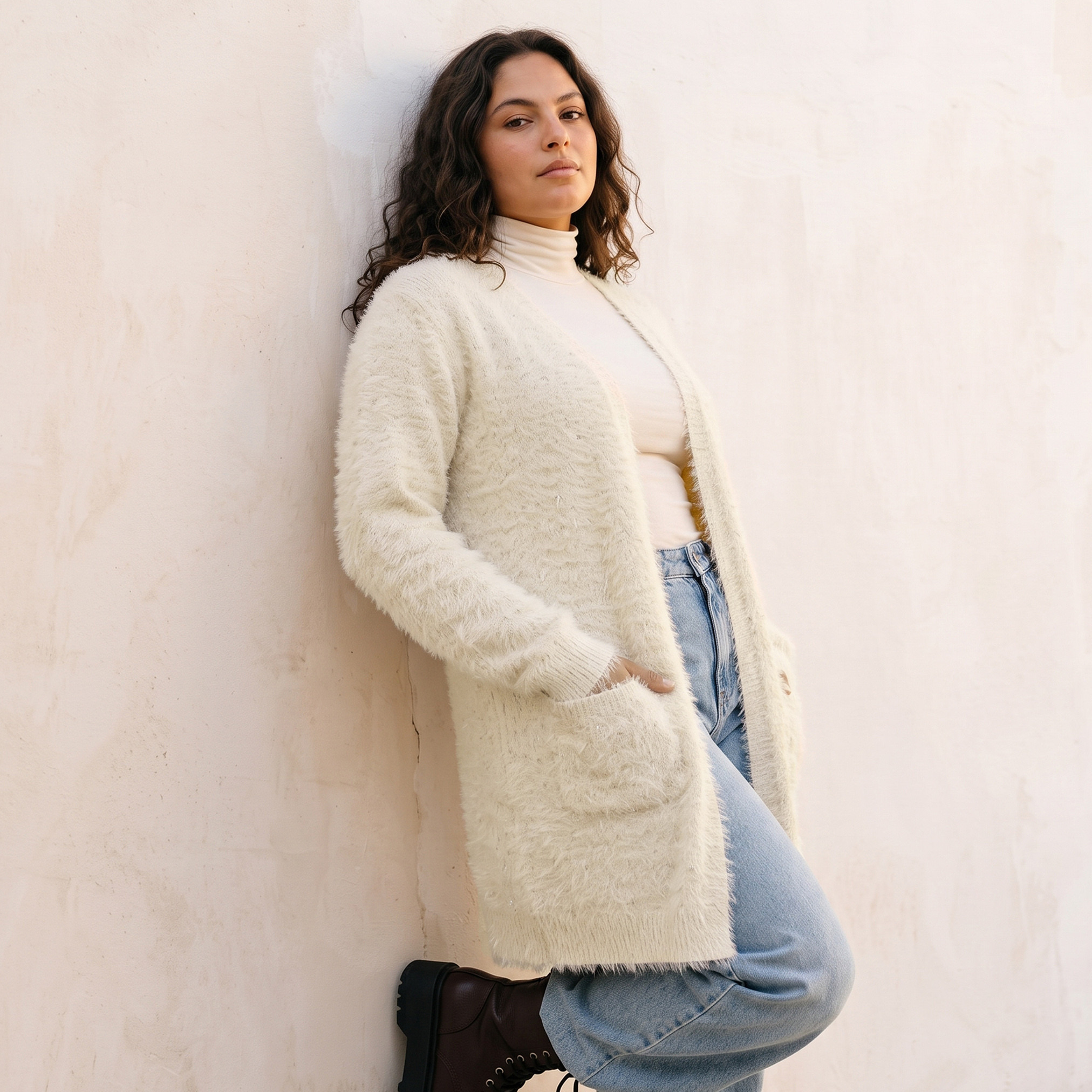 Splash Youth Fuzzy Fur Longline Cardigan-women-winterwear-cardigansandjumpers-cardigans-image-2